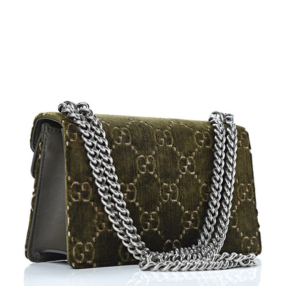 Gucci Velvet Moon Calfskin Crystal GG Monogram Small Dionysus Shoulder Bag Dark Olive Rose Gold 3 of 10