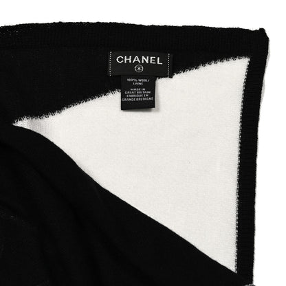 Chanel Wool CC Scarf Black White 3 of 5