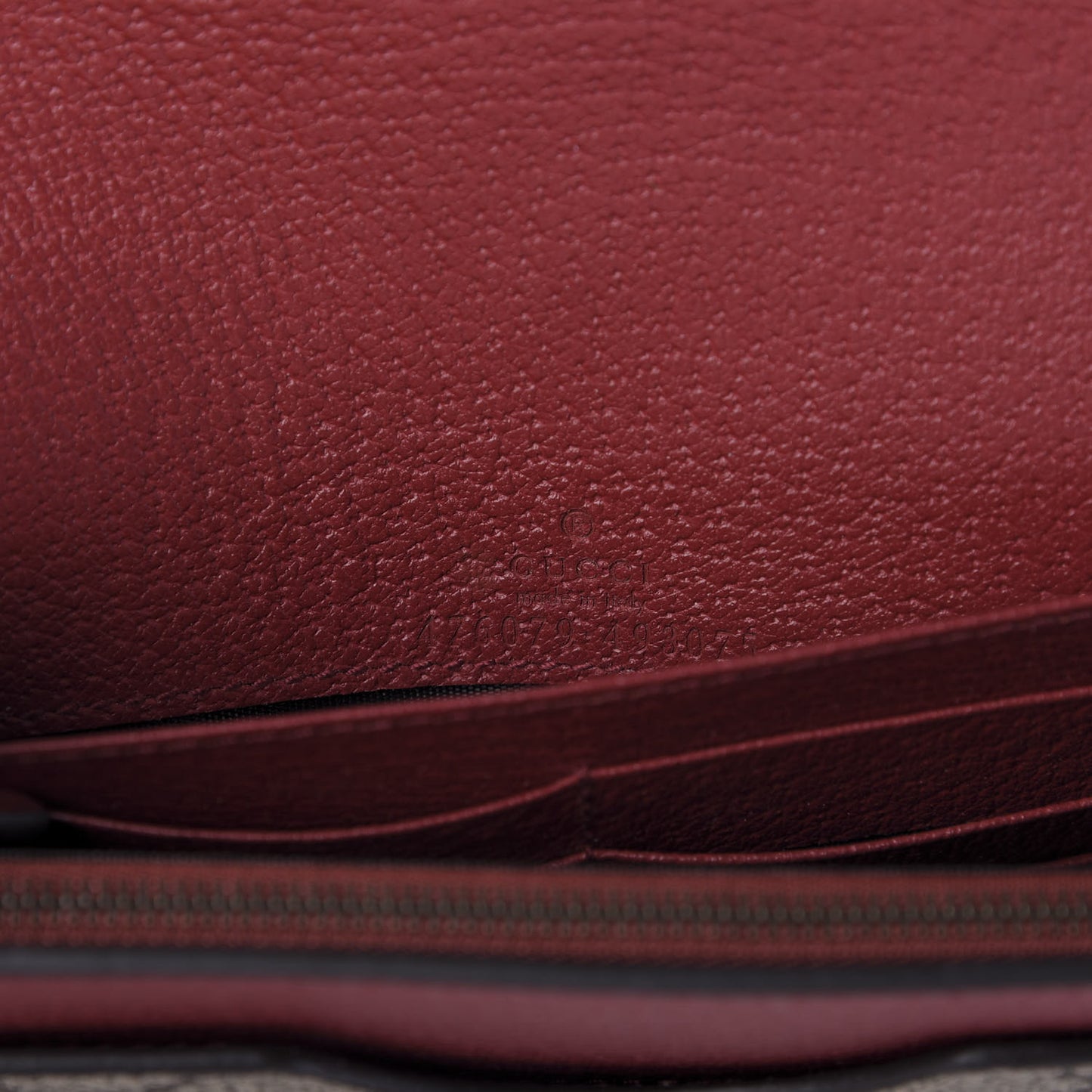 GG Supreme Monogram Web Queen Margaret Chain Wallet Red