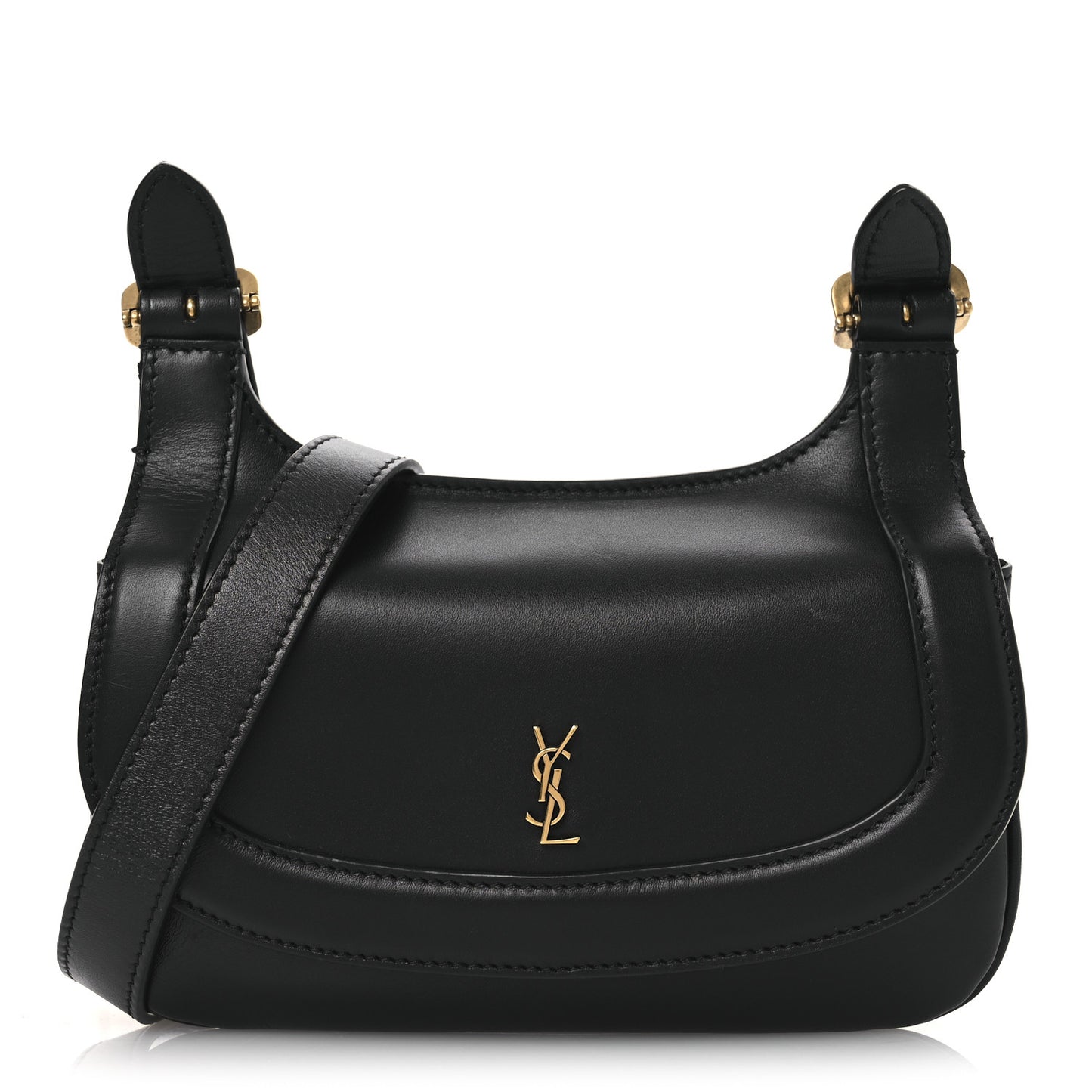 Smooth Calfskin Small Charlie Shoulder Bag Black
