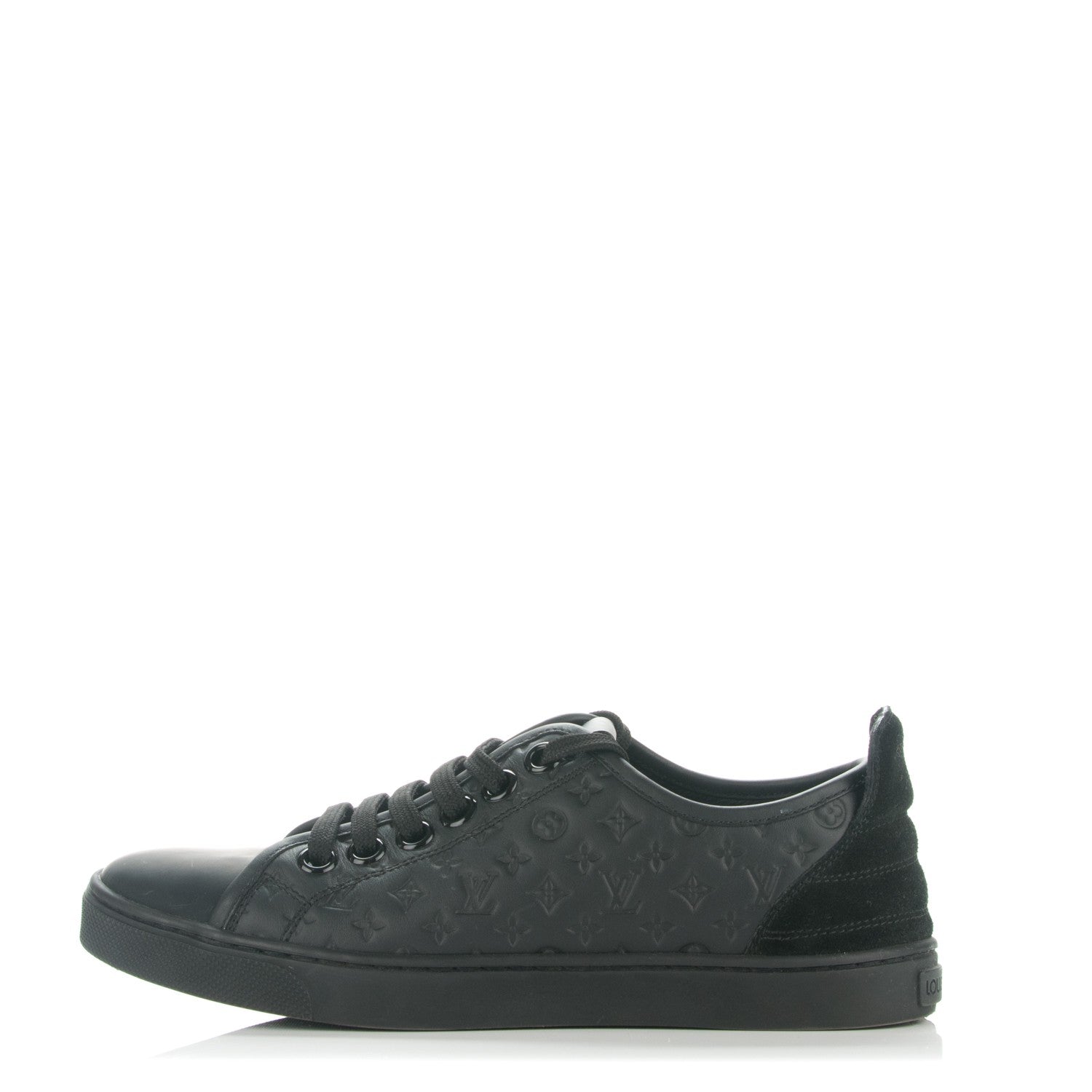 Louis Vuitton Calfskin Embossed Monogram Punchy Sneakers 35 Black 1 of 6