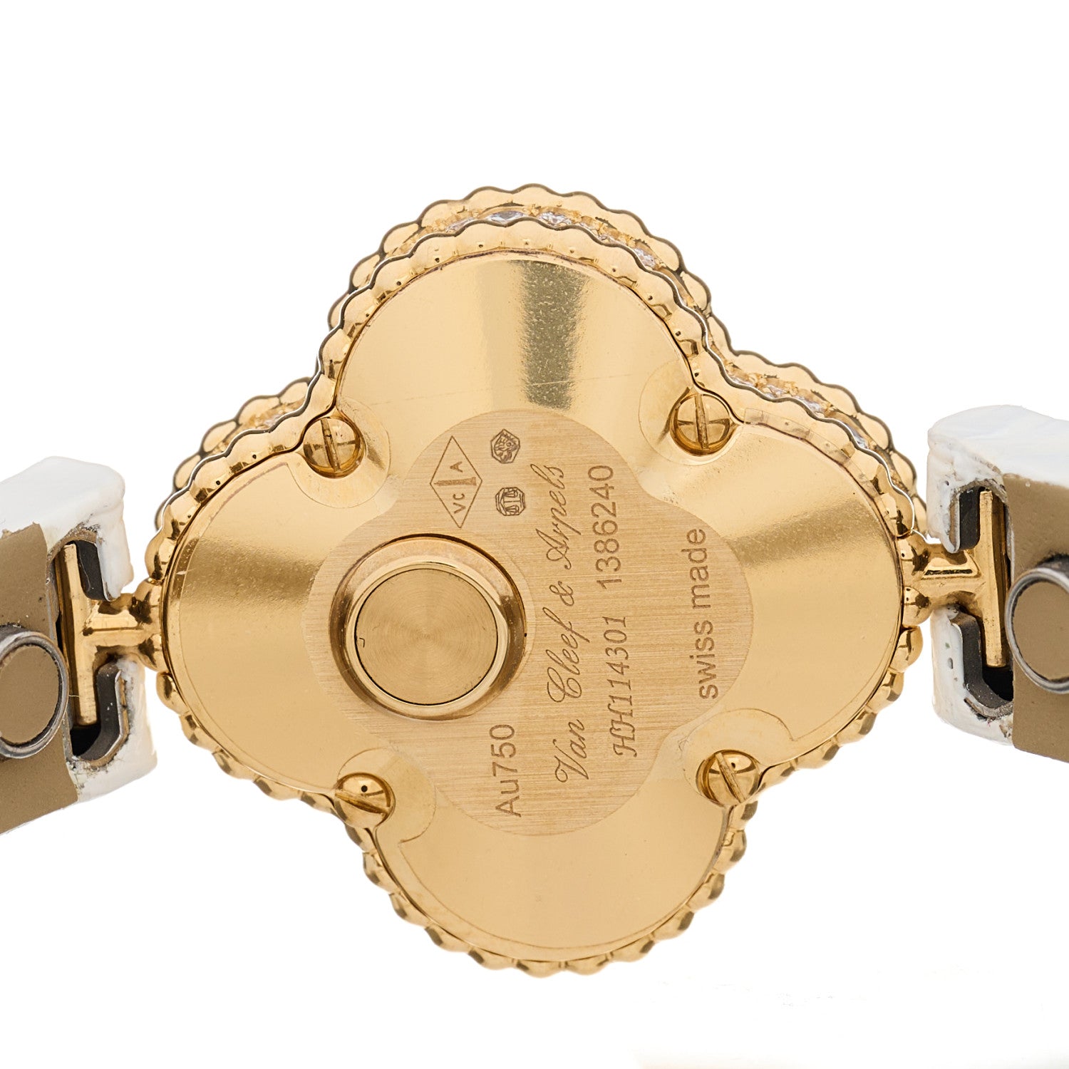 Van Cleef & Arpels 18K Yellow Gold Alligator Diamond Turquoise 22mm Sweet Alhambra Quartz Watch 6 of 8