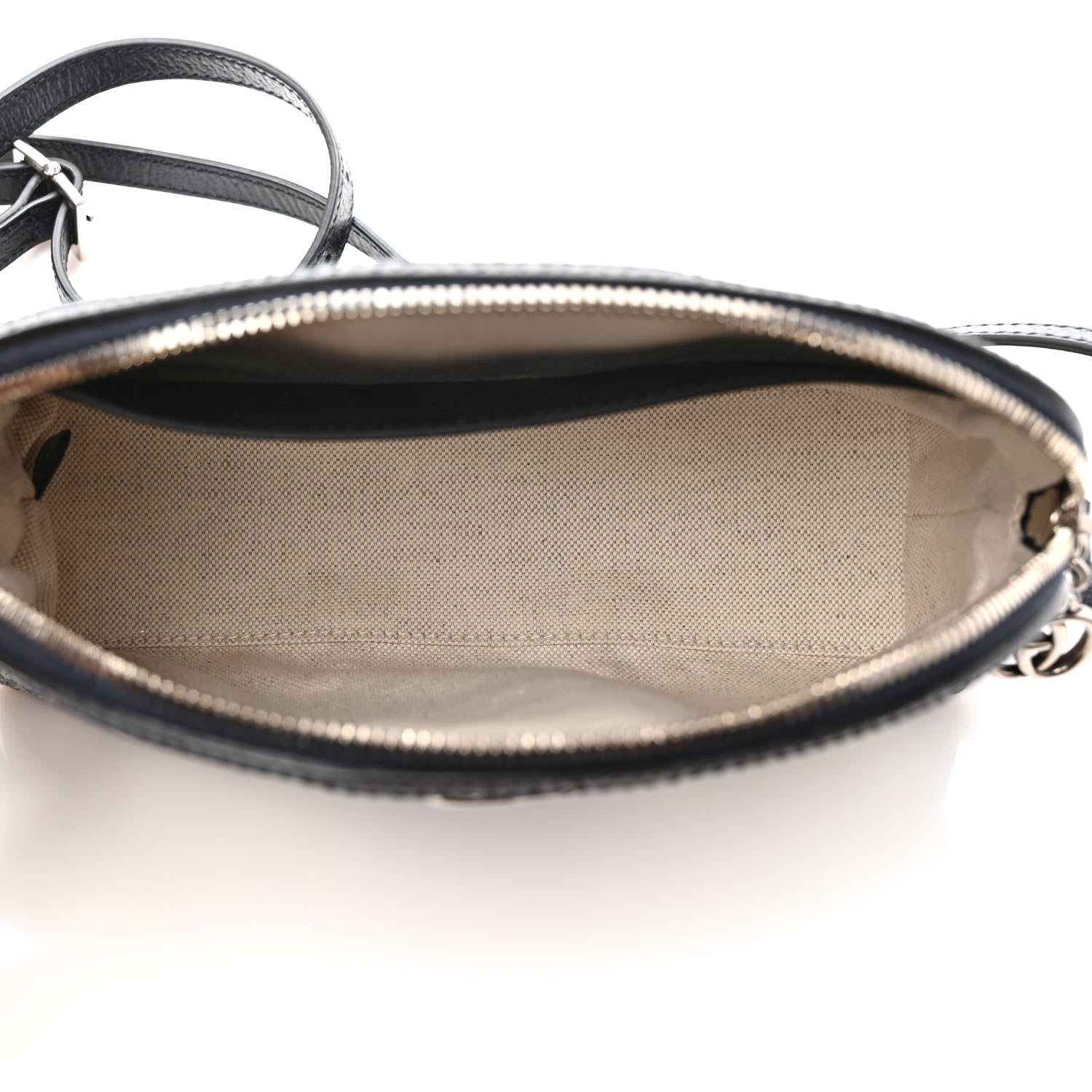 Gucci GG Supreme Monogram Textured Dollar Calfskin Web Small Ophidia Dome Shoulder Bag Beige Blue 5 of 8