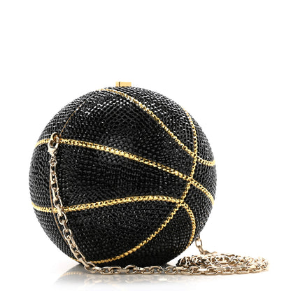 Judith Leiber Crystal Basketball Minaudiere Clutch Black Gold 3 of 11