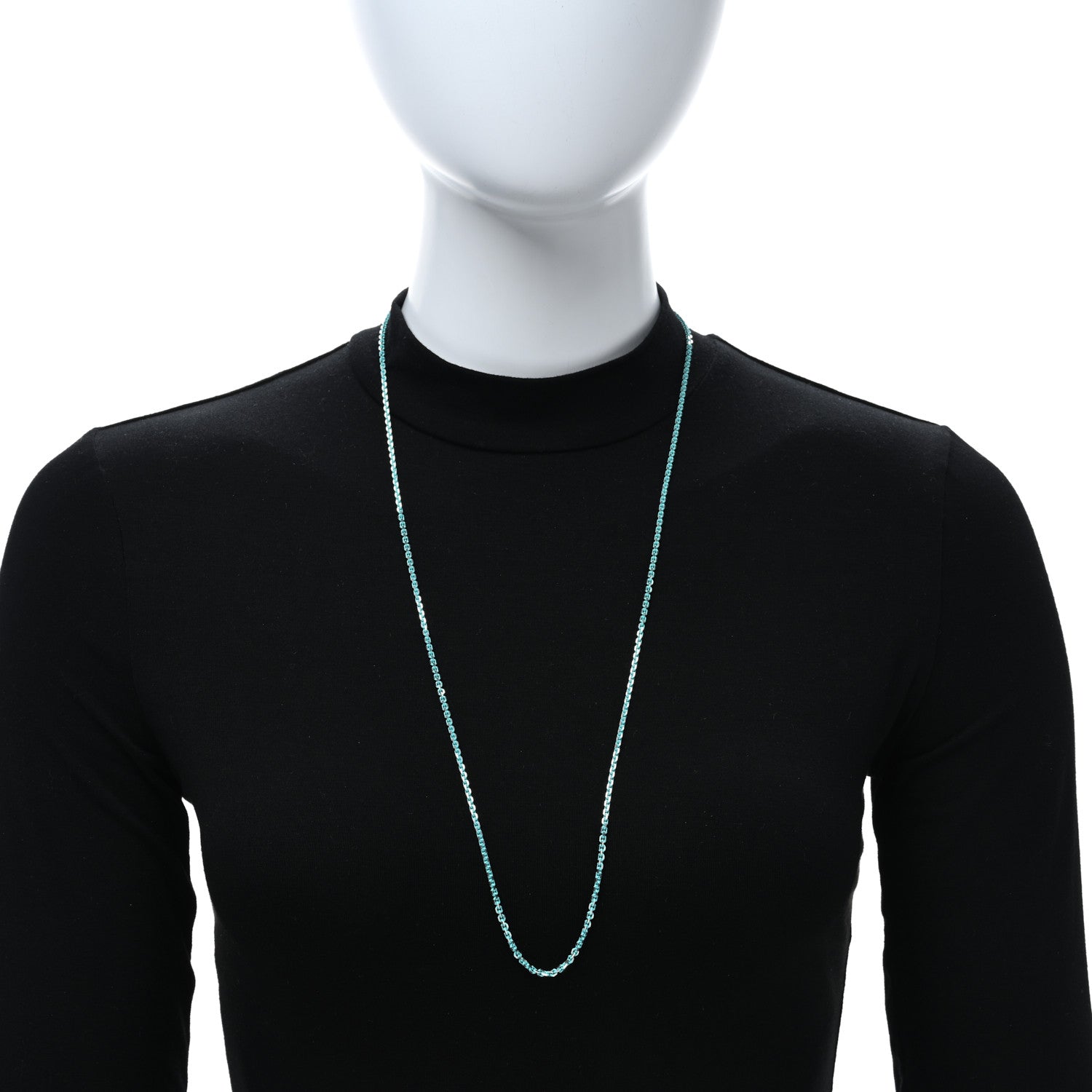 Tiffany Sterling Silver Enamel 1.75mm Chain Necklace 30" Blue 3 of 5