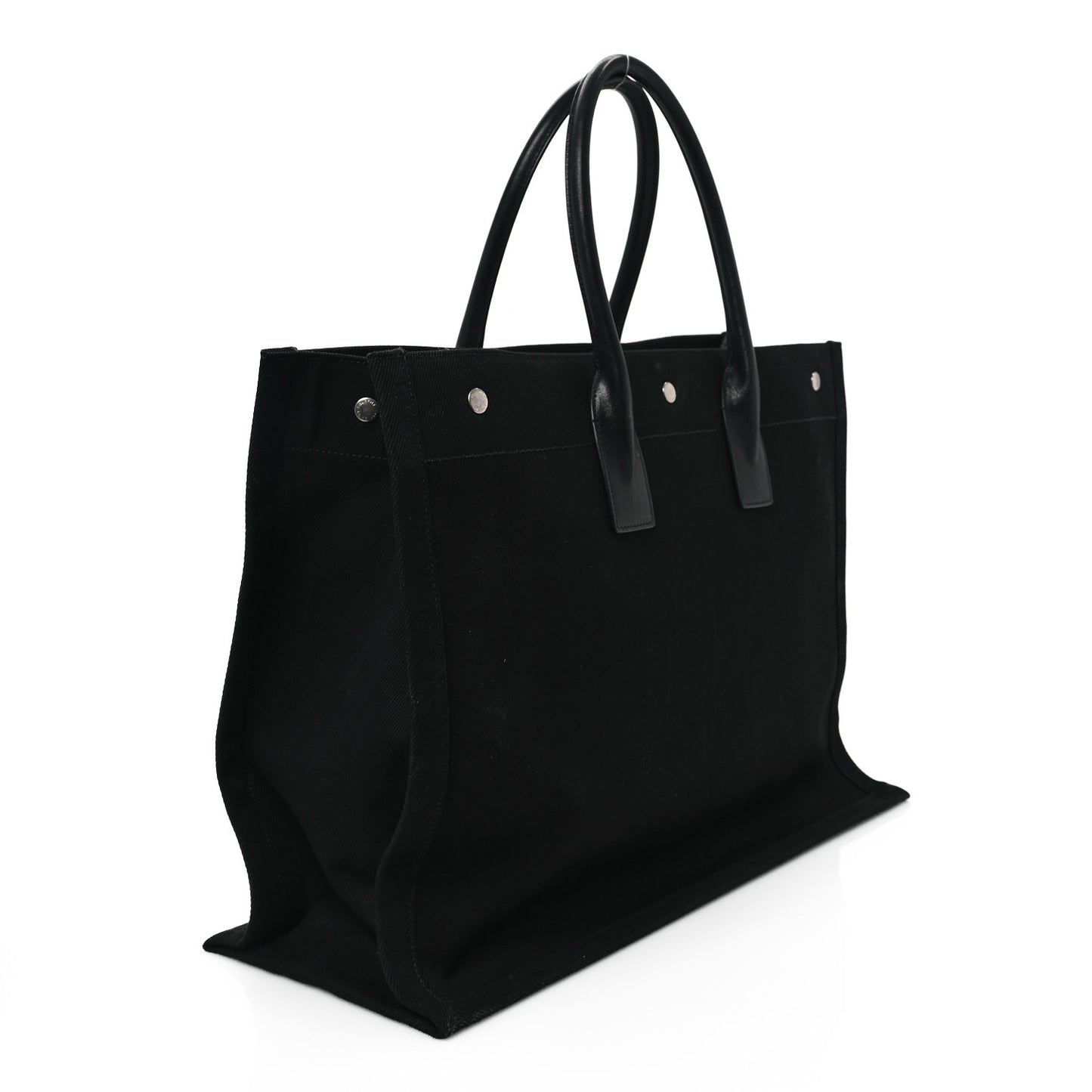 Linen Calfskin Rive Gauche Tote Black