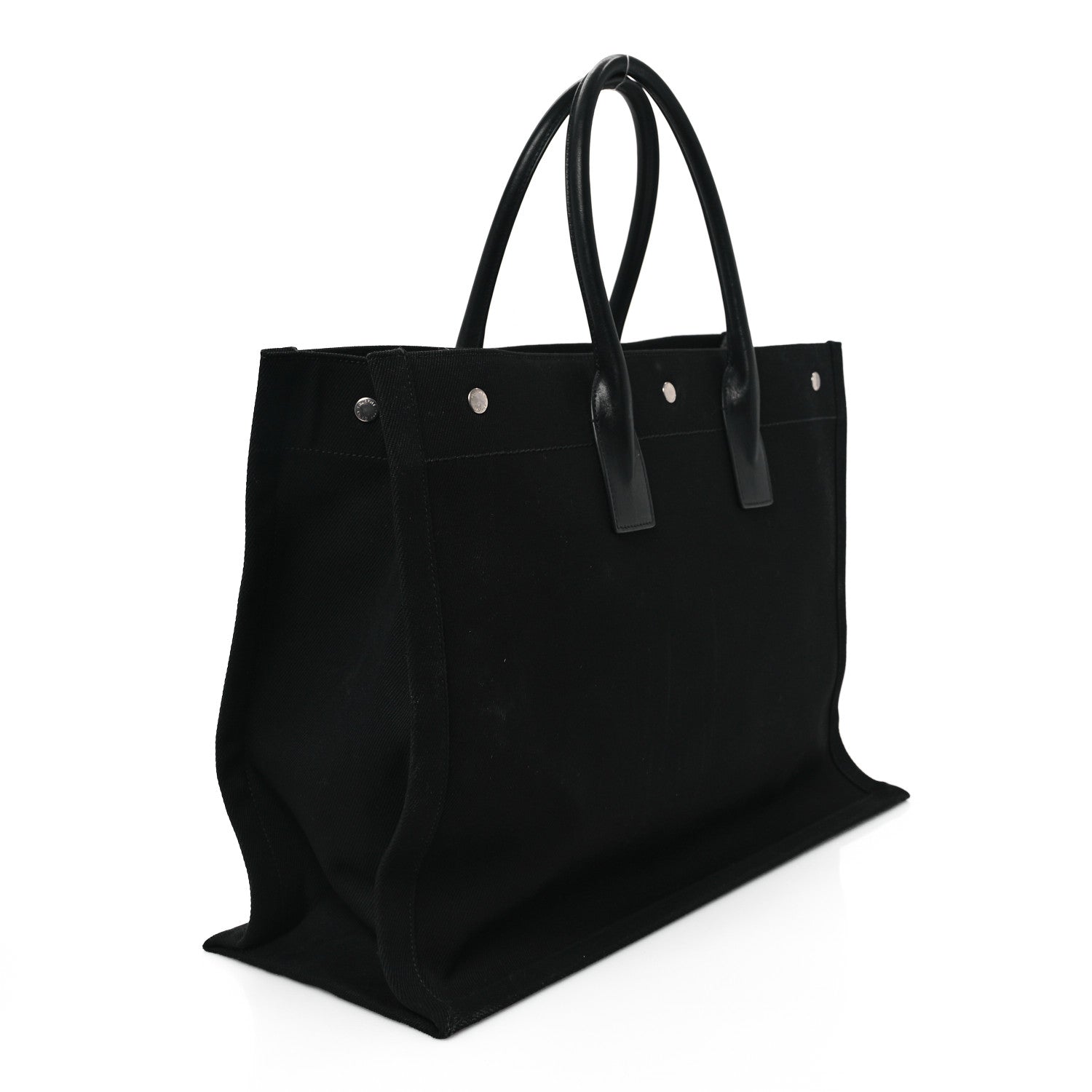 Saint Laurent Linen Calfskin Rive Gauche Tote Black 3 of 12