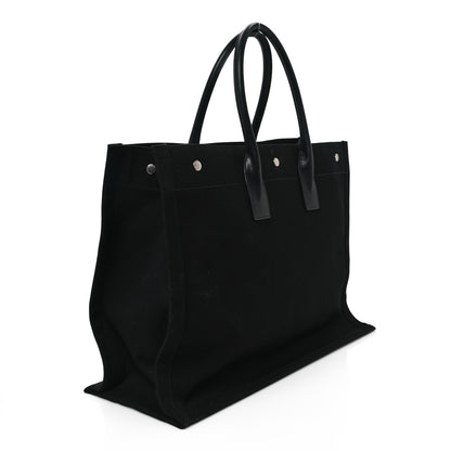 Saint Laurent Linen Calfskin Rive Gauche Tote Black 3 of 12