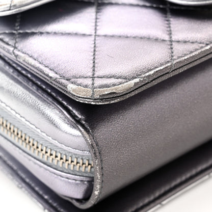 Chanel Metallic Lambskin Like A Wallet Flap Silvery Black 11 of 13