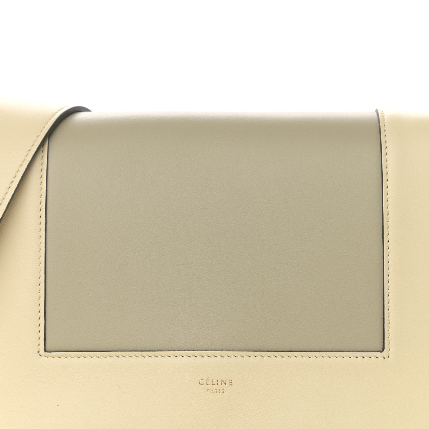 Shiny Smooth Calfskin Medium Frame Shoulder Bag Chalk Mastic