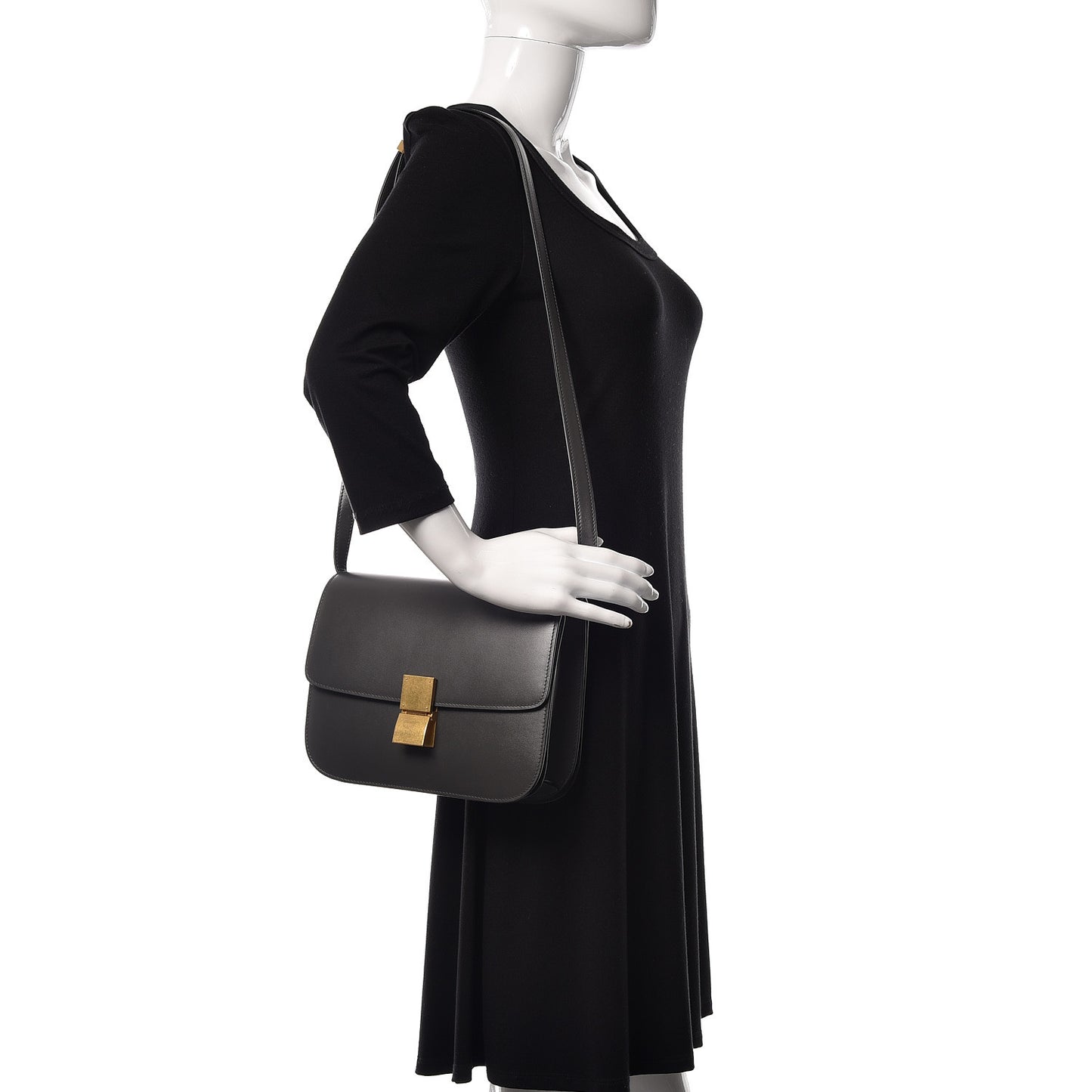 Box Calfskin Medium Classic Box Flap Bag Anthracite