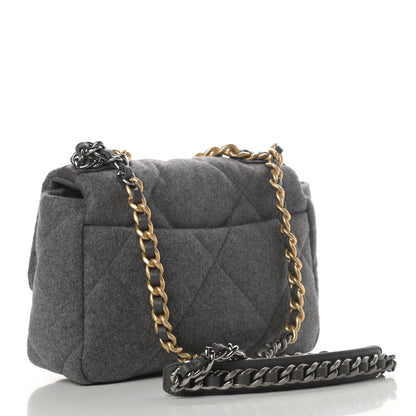 Chanel Wool Quilted Medium Chanel 19 Flap Grey 2 of 4