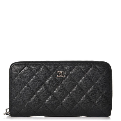 Chanel Caviar Quilted Large Gusset Zip Around Wallet Black 1 of 9