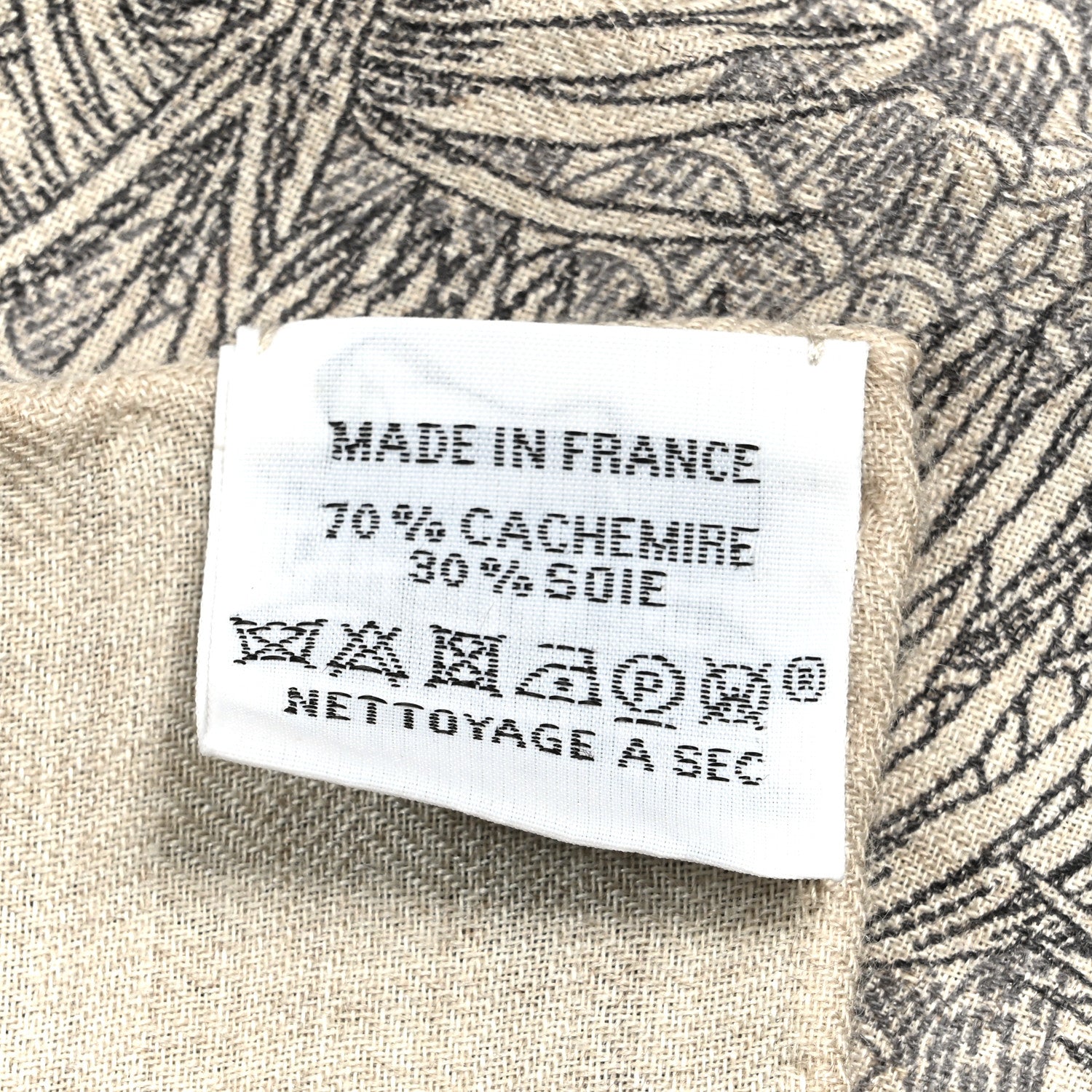 Hermes Cashmere Silk Faubourg Tropical Shawl 140 Naturel Gris