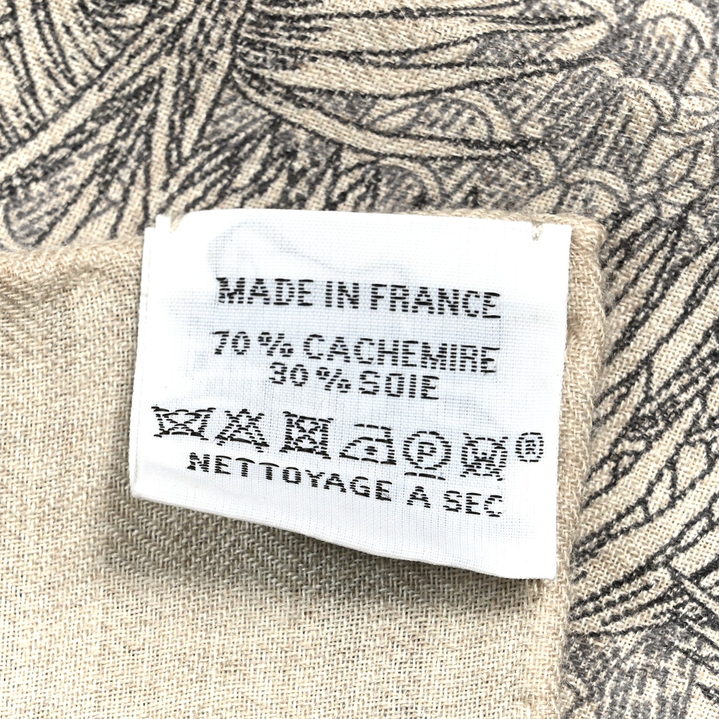 Cashmere Silk Faubourg Tropical Shawl 140 Naturel Gris Anthracite