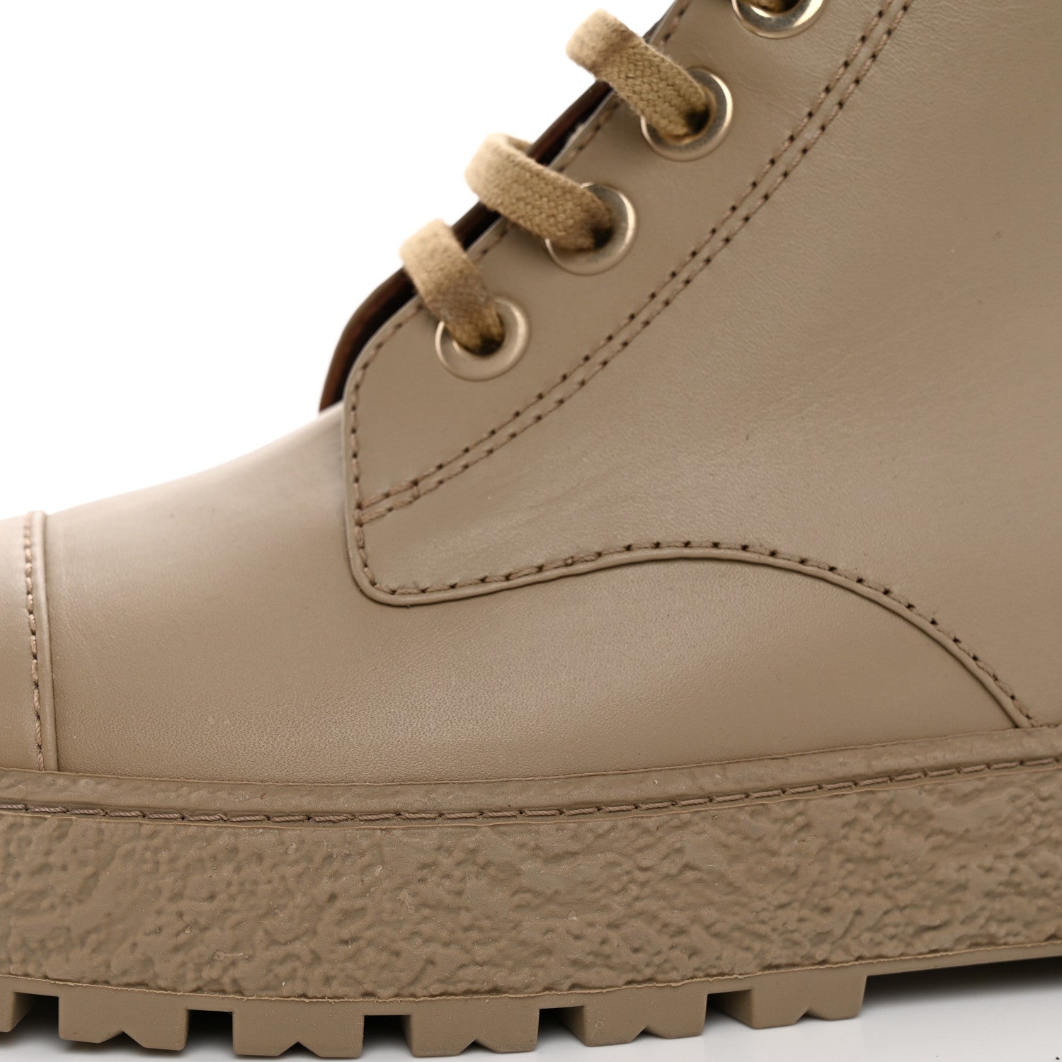 Chanel Calfskin CC Turnlock Lace Up Boots 38.5 Beige 10 of 16