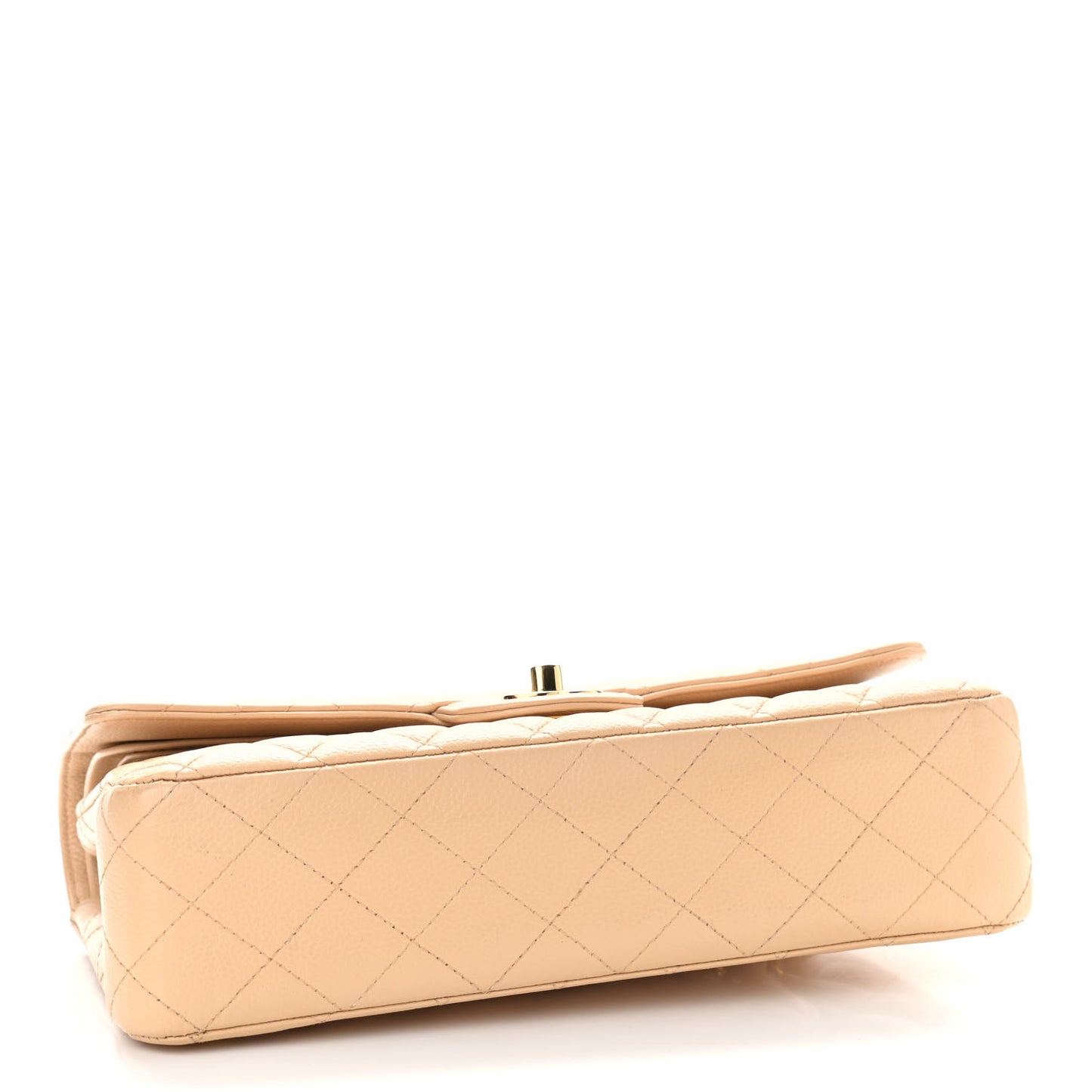 Caviar Quilted Medium Double Flap Beige Clair