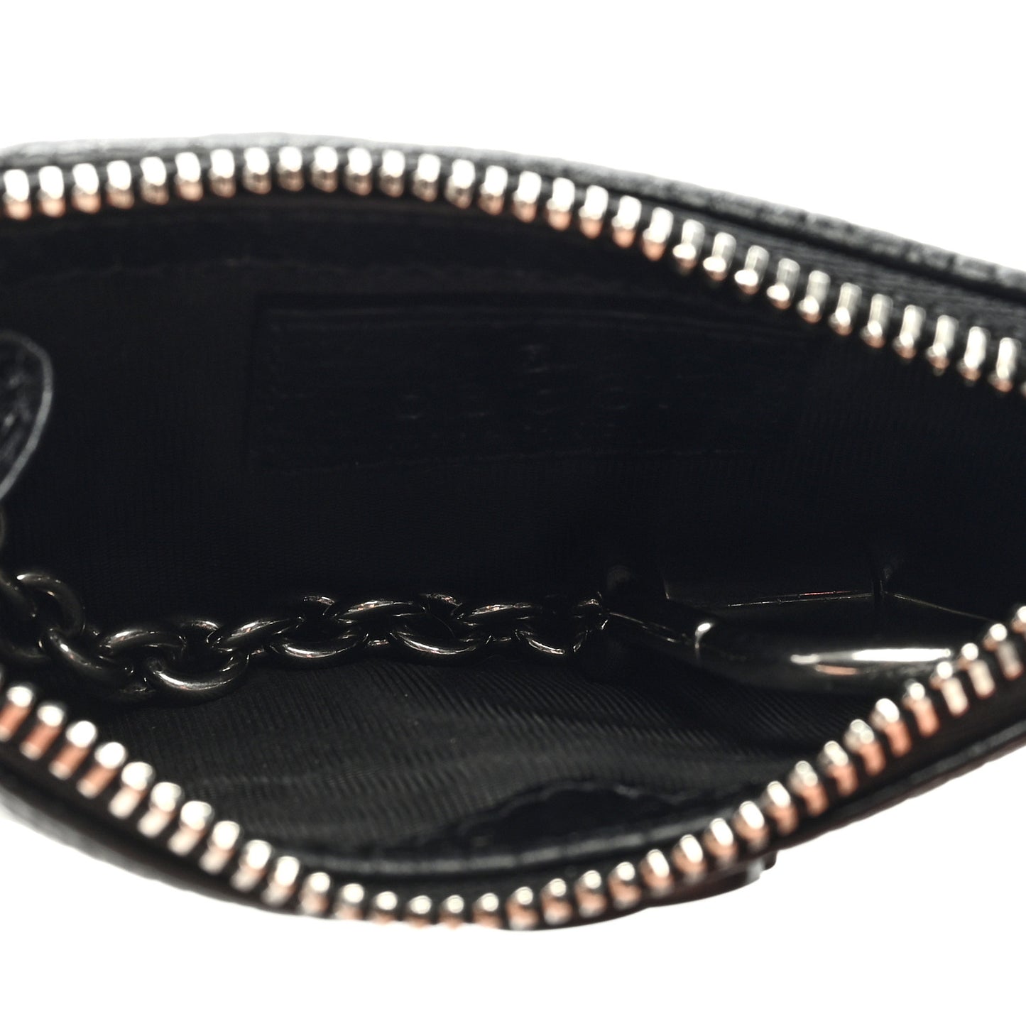 Dollar Calfskin Enamel Monochrome GG Marmont Key Case Card Holder Black