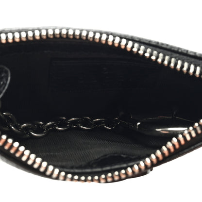 Gucci Dollar Calfskin Enamel Monochrome GG Marmont Key Case Card Holder Black 5 of 6