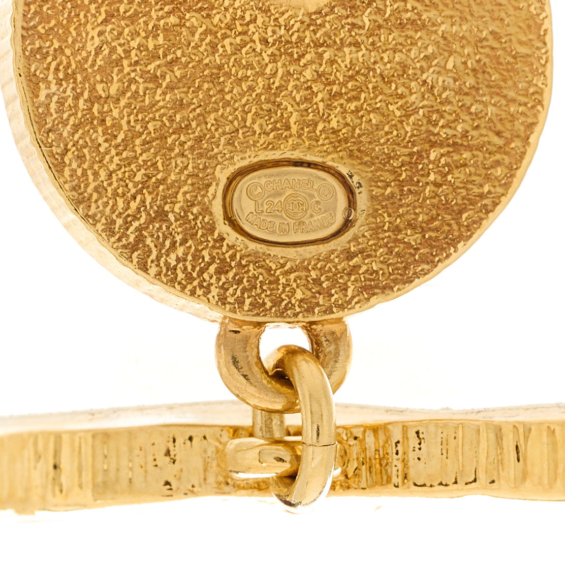 Chanel CC Drop Pendant Earrings Black Gold 5 of 5