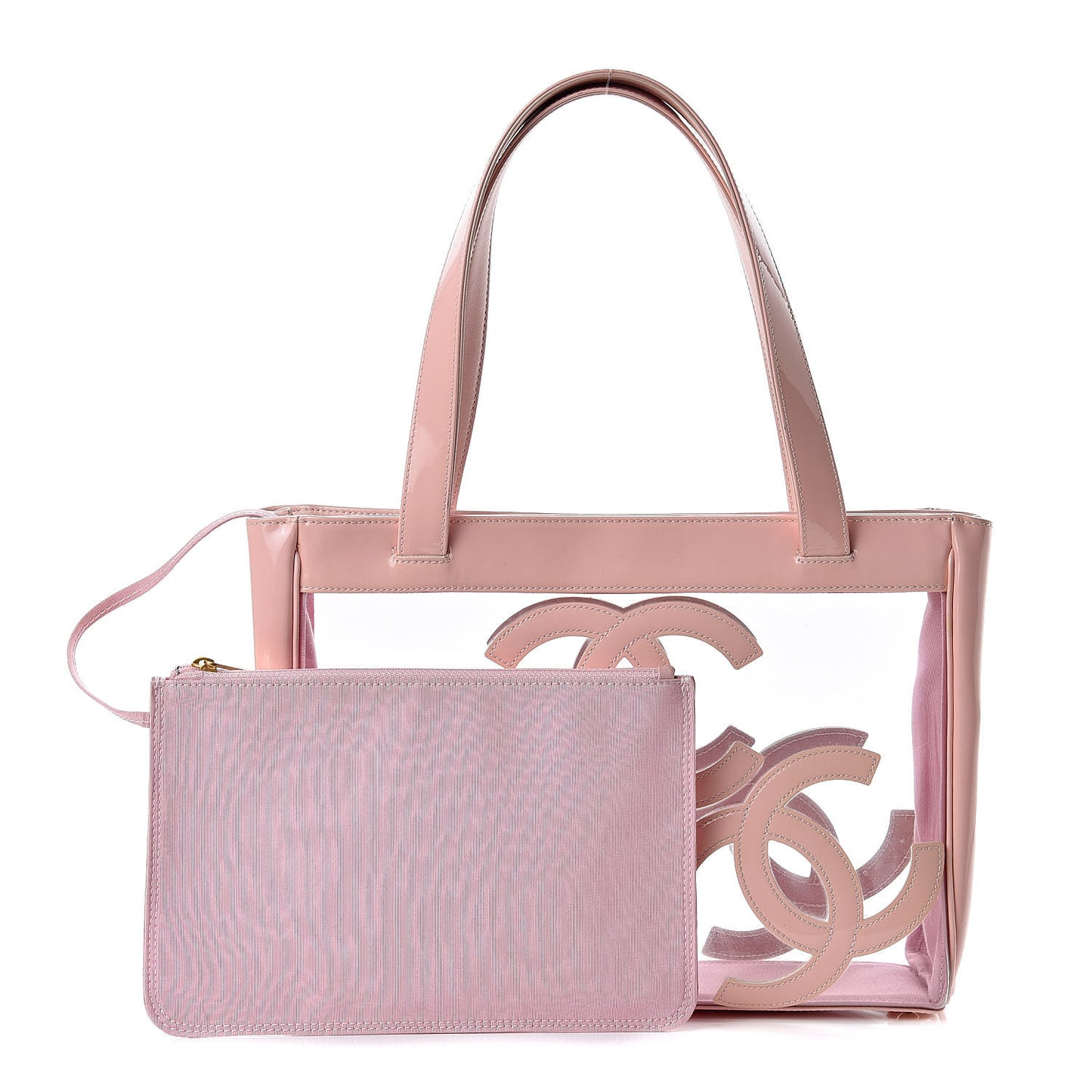 Vinyl Patent CC Logo Beach Tote Pink