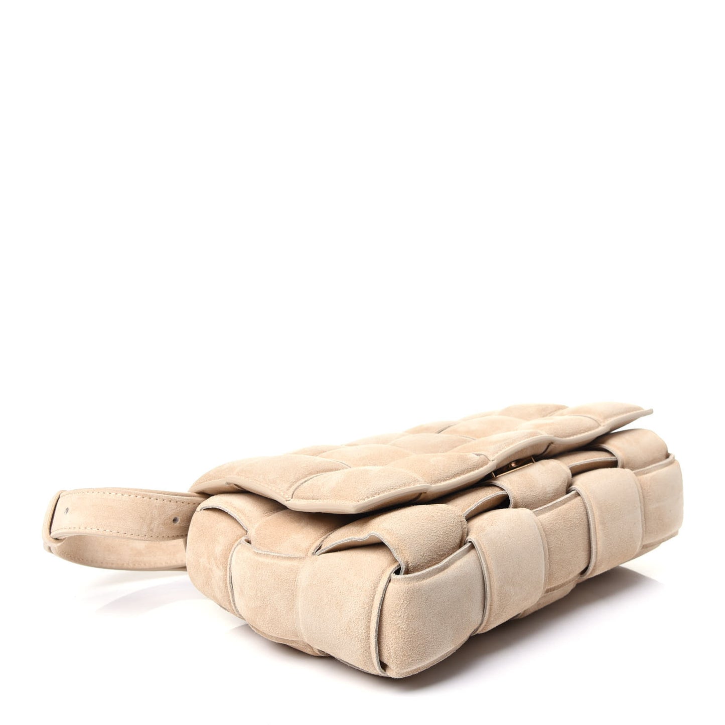 Suede Calfskin Maxi Intrecciato Padded Cassette Crossbody Bag Sand