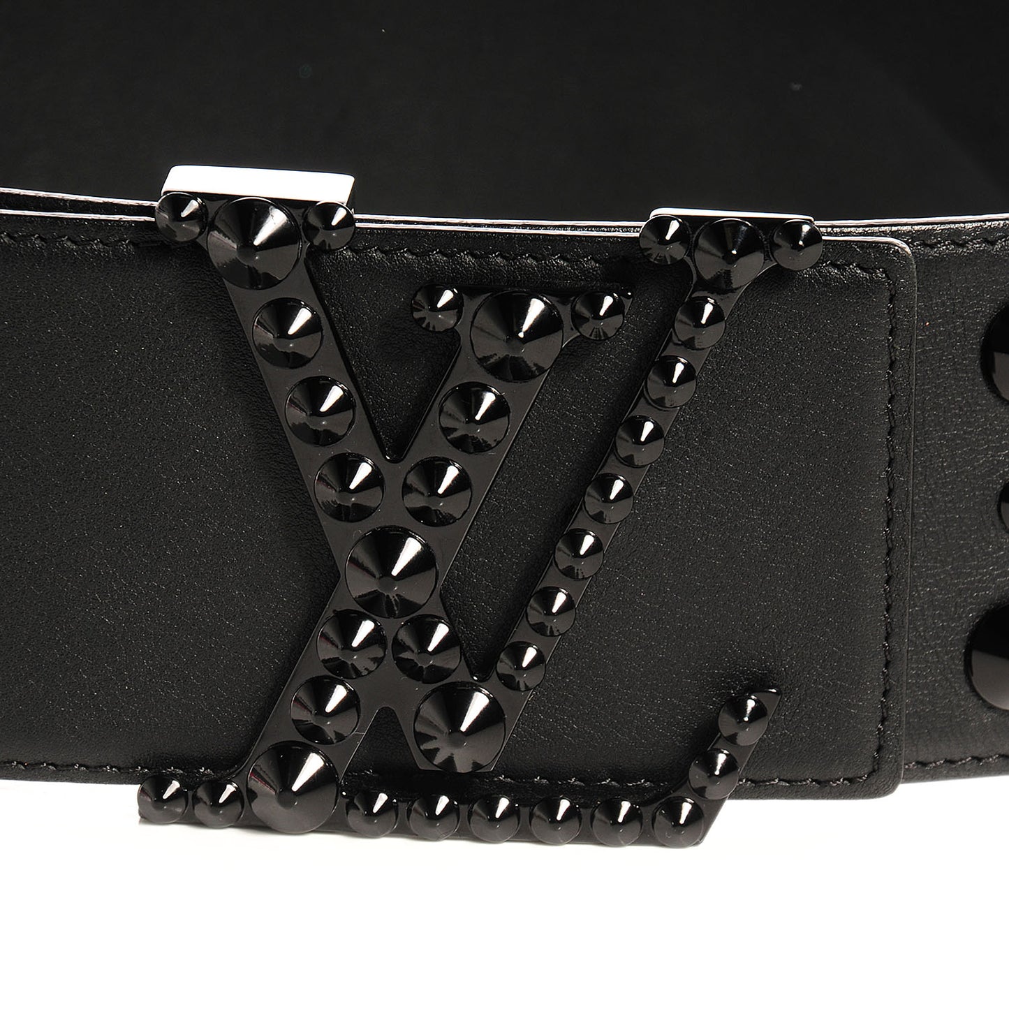 Calfskin LV Initiales Clous Belt 85 34 Black