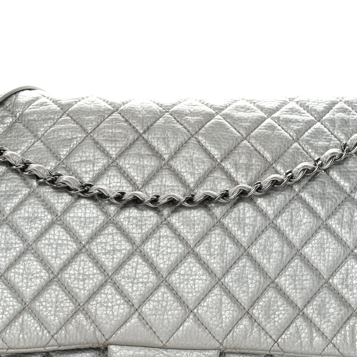 Chanel Metallic Calfskin Quilted XXL Travel Flap Bag Silver 10 of 18