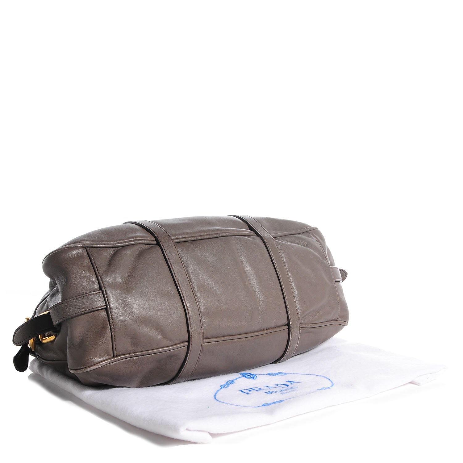Prada Soft Calf Shopping Satchel Bag Bambu 4 of 8