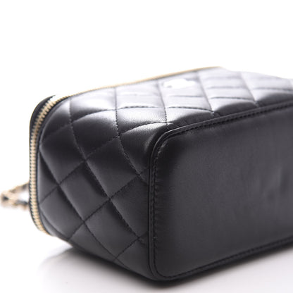 Chanel Lambskin Quilted Small Vanity Case With Chain Black 7 of 10