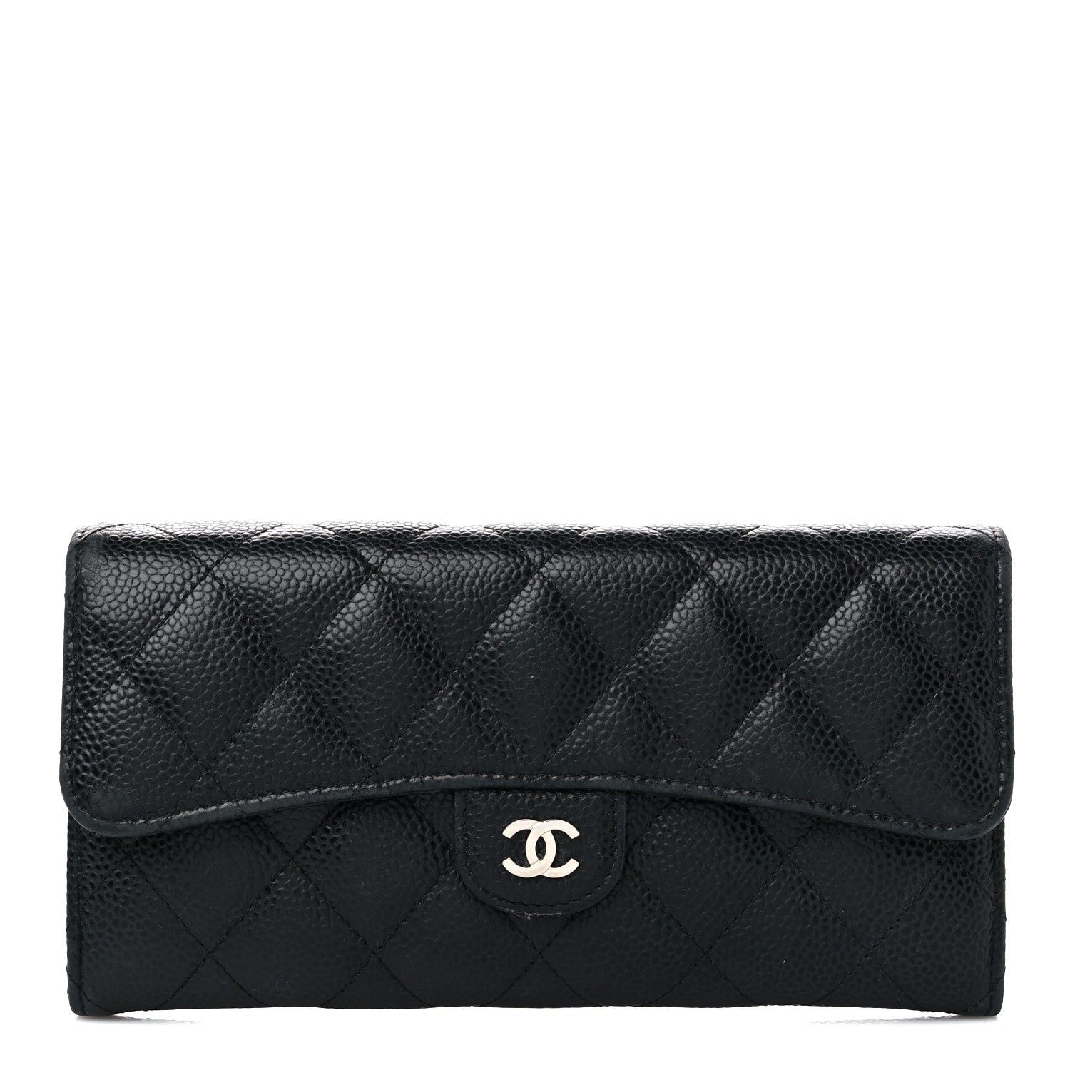 Chanel Caviar Quilted Large Gusset Flap Wallet Black 1 of 18