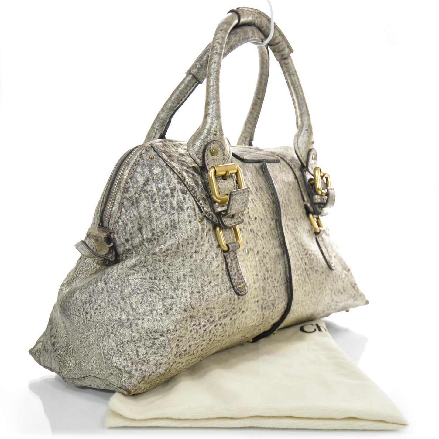 Leather Paddington Dome Tote Silver Speckle