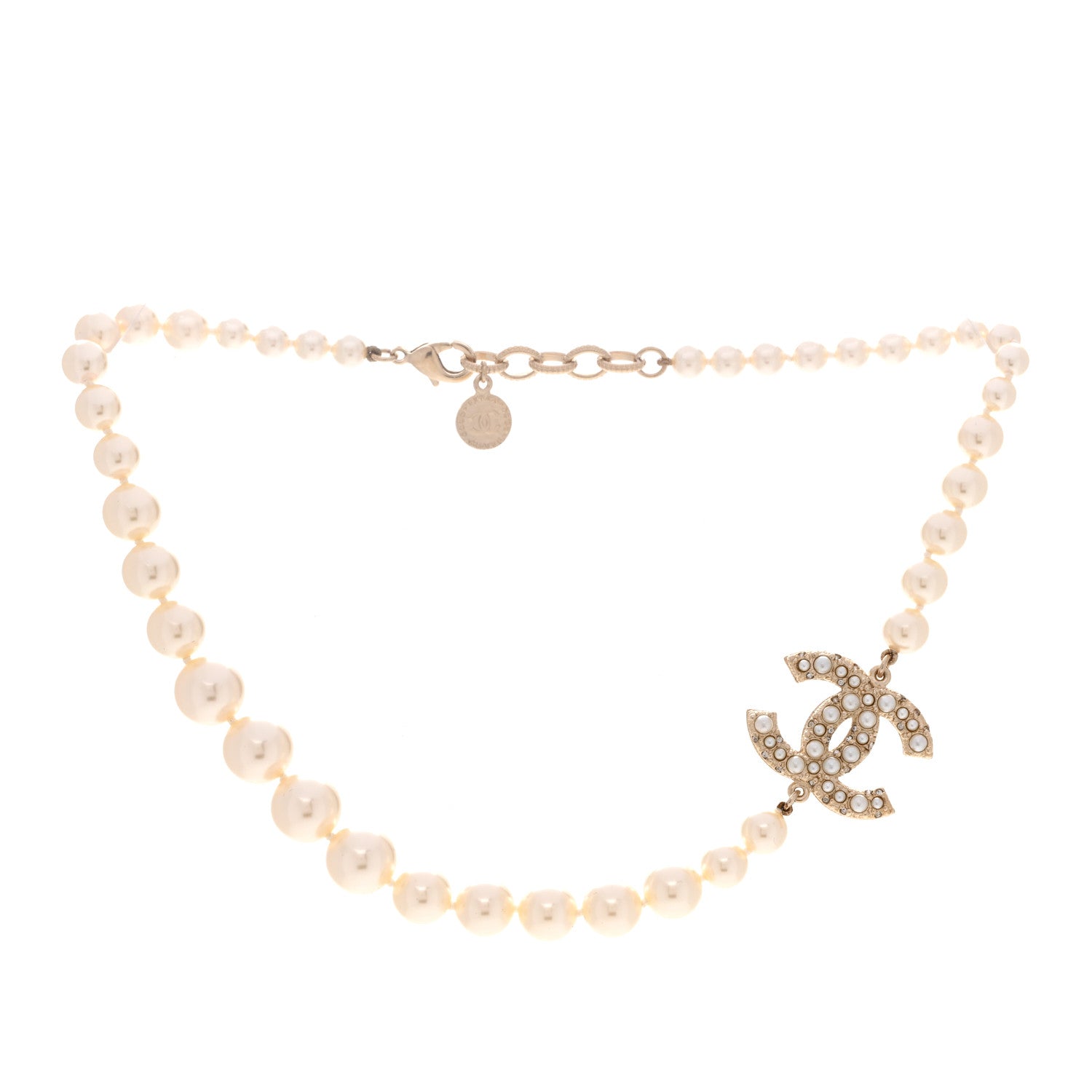 Chanel Pearl CC 100th Anniversary Necklace Light Gold 3 of 6