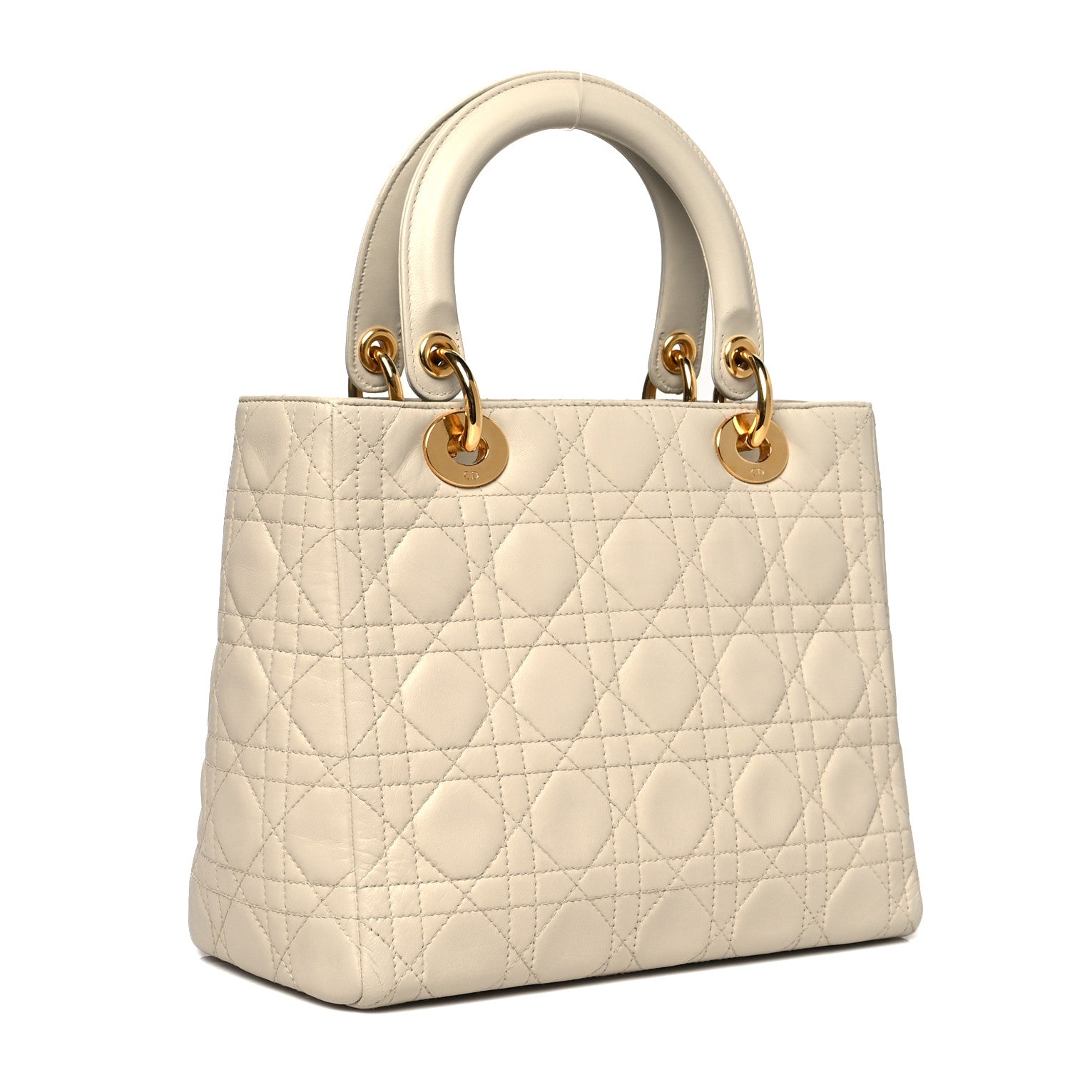 Christian Dior Lambskin Cannage Medium Lady Dior Light Beige 3 of 13