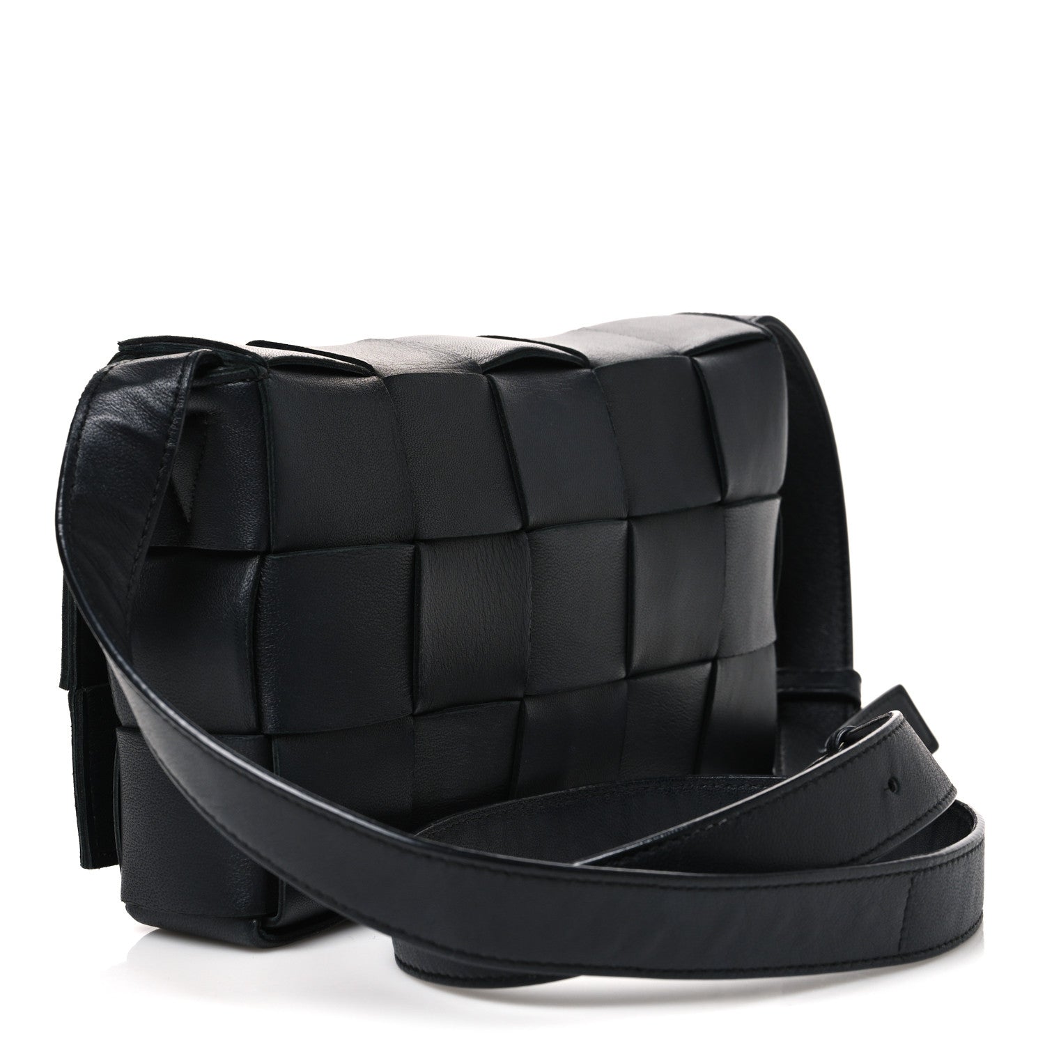 Bottega Veneta Lambskin Maxi Intrecciato Cassette Crossbody Bag Black 3 of 11