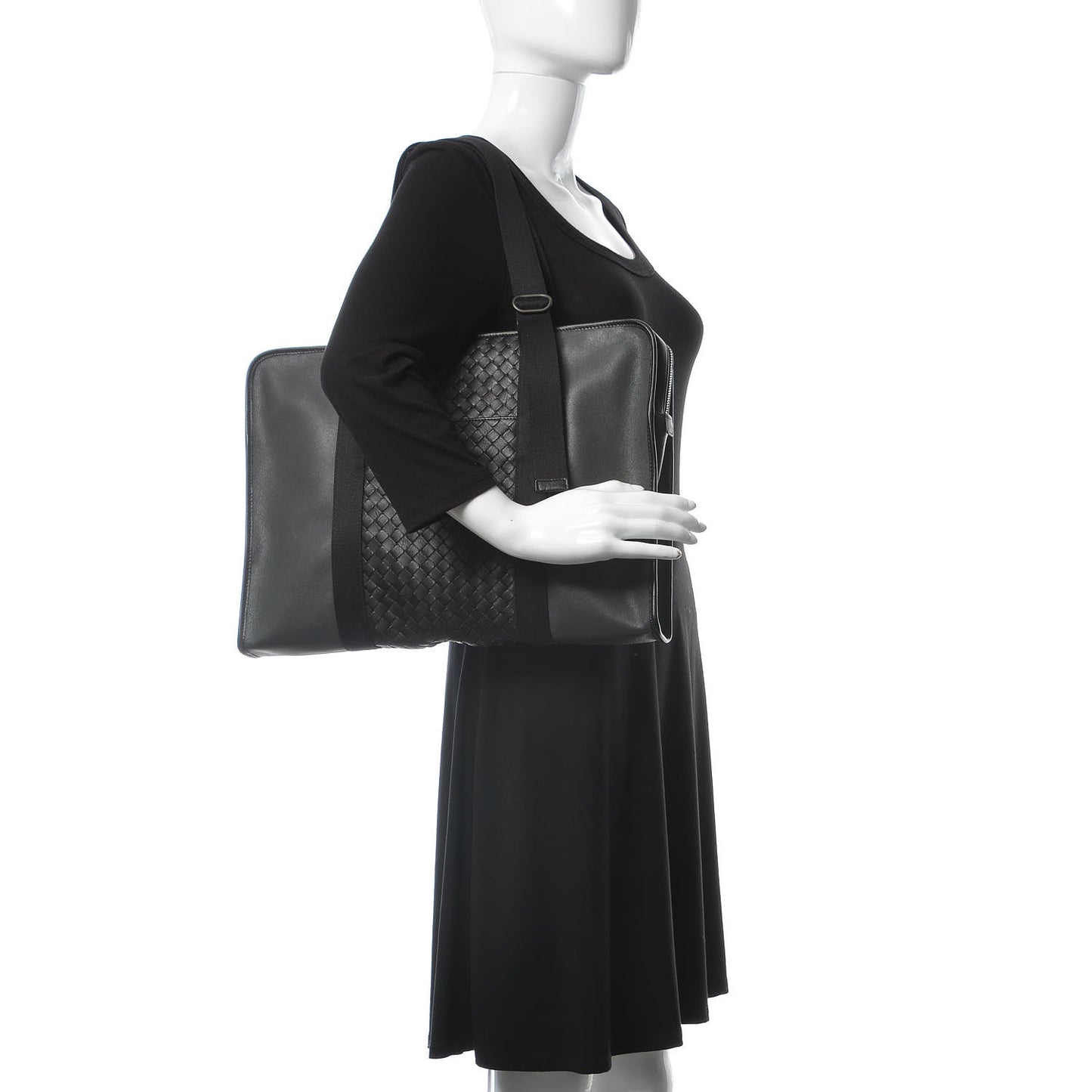 Nappa Intrecciato Briefcase Medium Grey Black