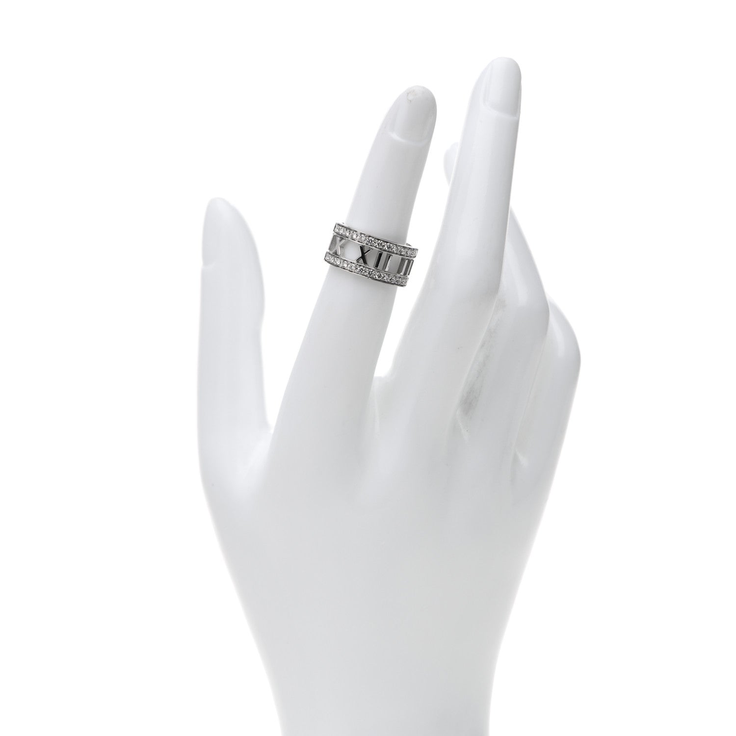 Tiffany 18K White Gold Diamond Wide Atlas Open Ring 50 5.25 2 of 6