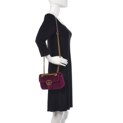 Gucci Velvet Matelasse Mini GG Marmont Shoulder Bag Fuchsia Violet Cyclamen 2 of 10