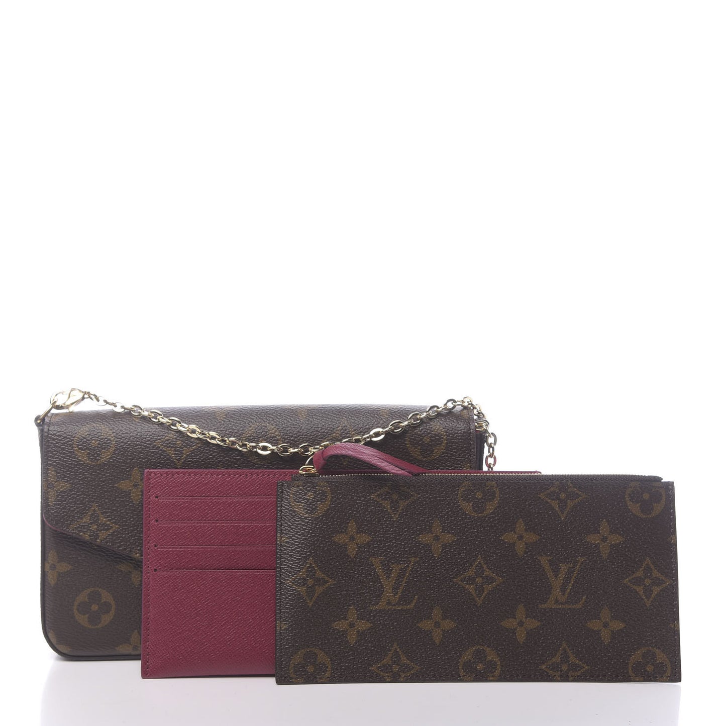 Monogram Pochette Felicie Chain Wallet Fuchsia