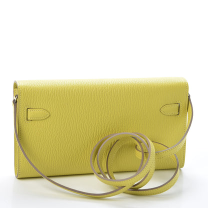 Hermes Chevre Mysore Kelly Wallet To Go Lime 2 of 10