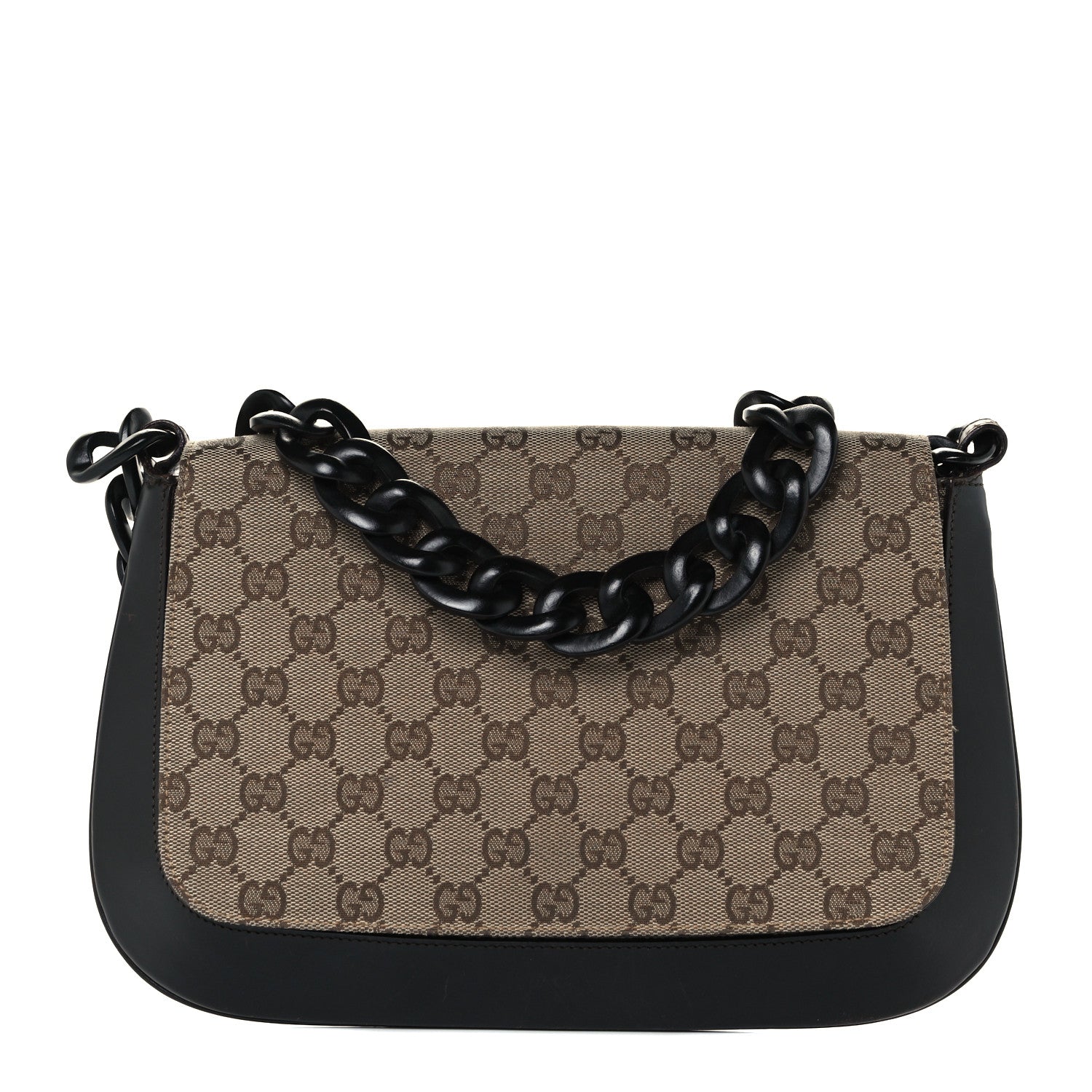 Gucci Monogram Wooden Chain Flap Brown 1 of 12