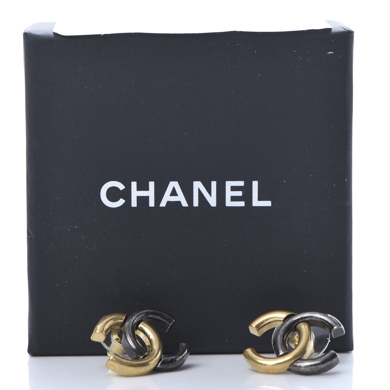 Chanel Metal CC Earrings Gold Ruthenium 5 of 5