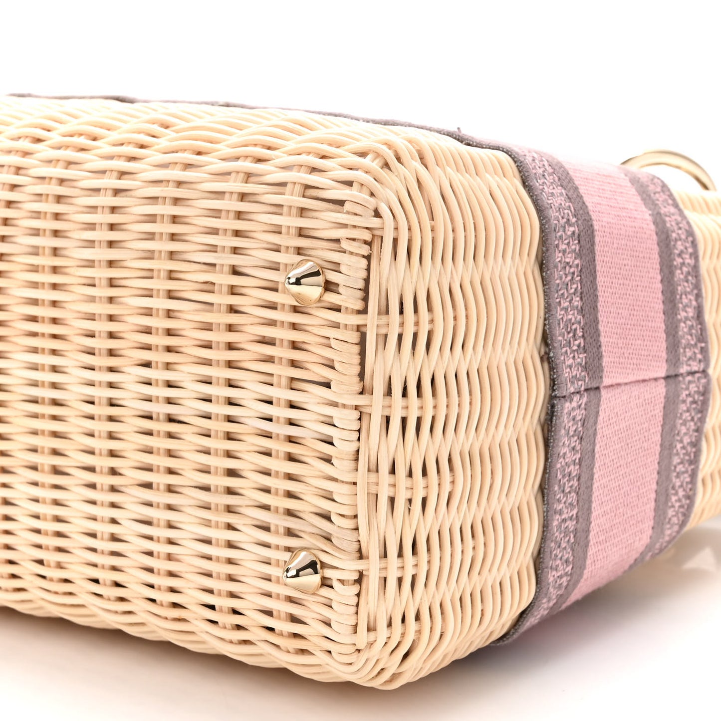 Wicker Oblique Medium Lady Dior Bag Pink Grey