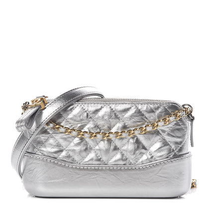 Chanel Metallic Lambskin Calfskin Quilted Small Gabrielle Clutch With Chain Silver 1 of 13