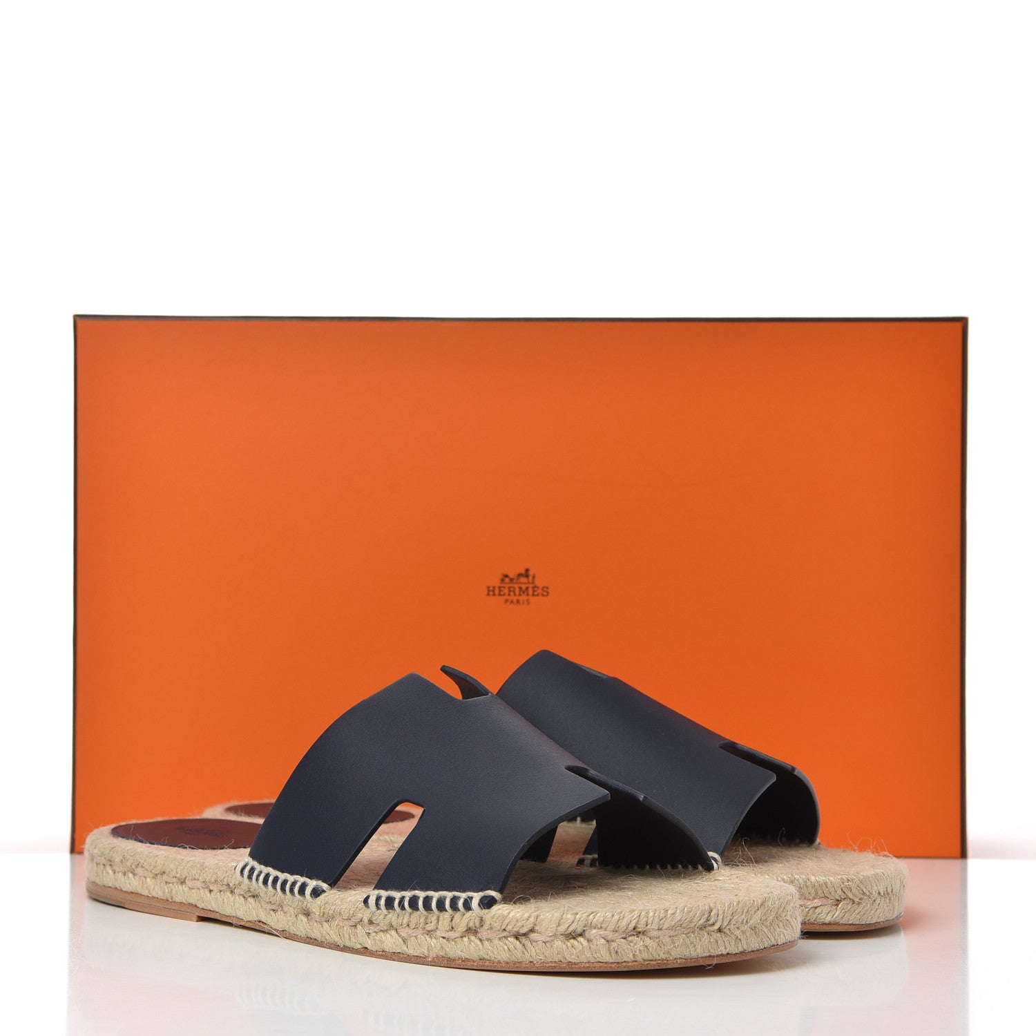 Hermes Calfskin Mens Antigua Espadrille Sandals 45 Bleu Indigo 14 of 14