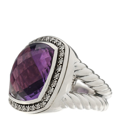 David Yurman Sterling Silver Diamond Amethyst 17mm Albion Ring 51 5.75 3 of 5