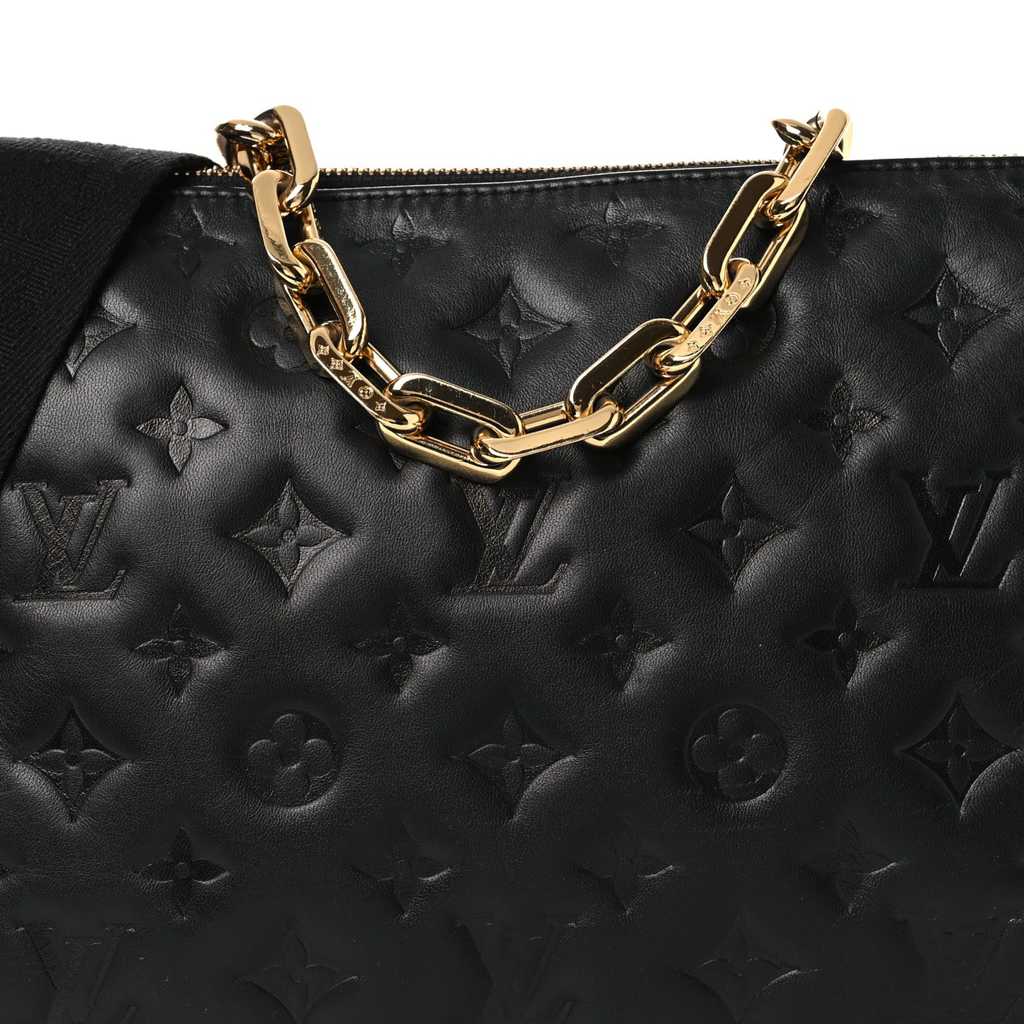Lambskin Embossed Monogram Coussin PM Black