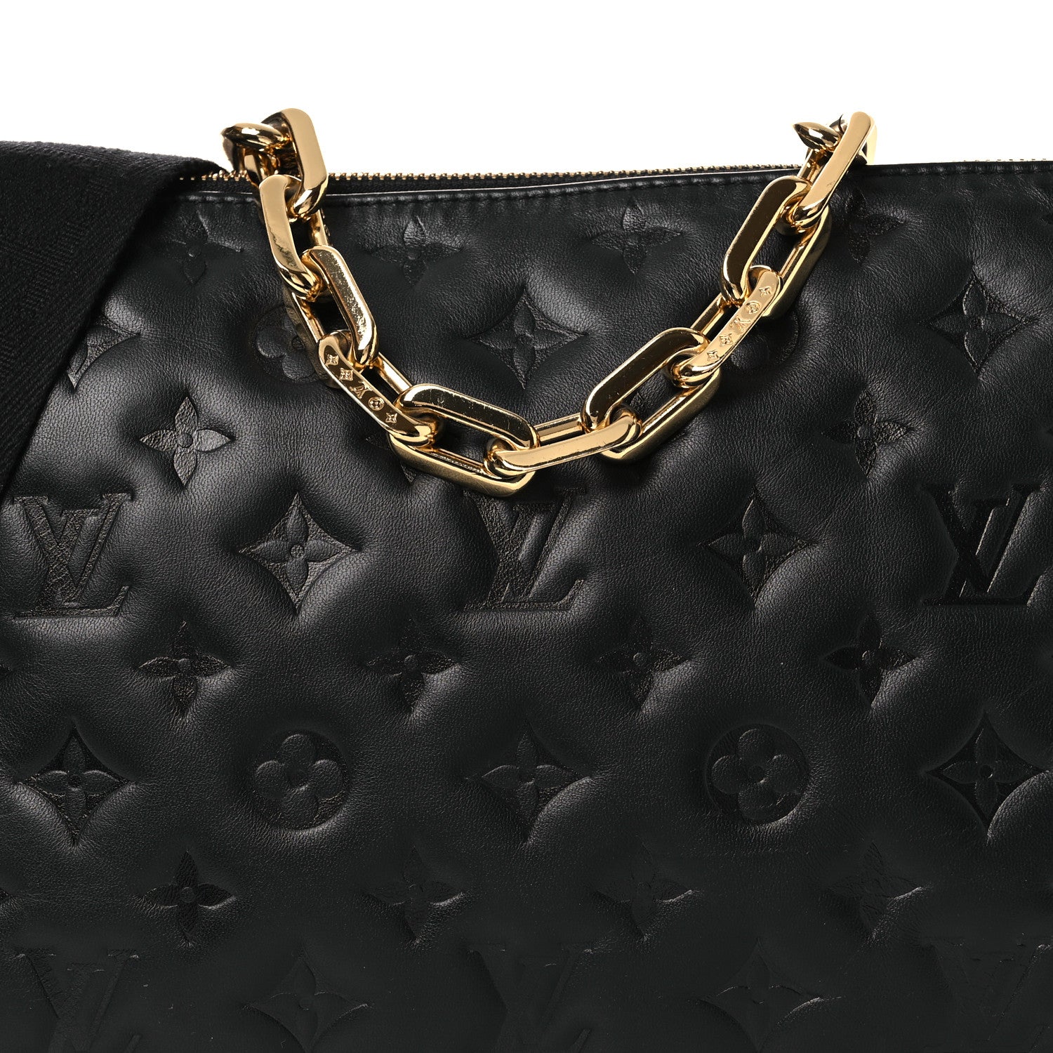 Louis Vuitton Lambskin Embossed Monogram Coussin PM Black 7 of 12