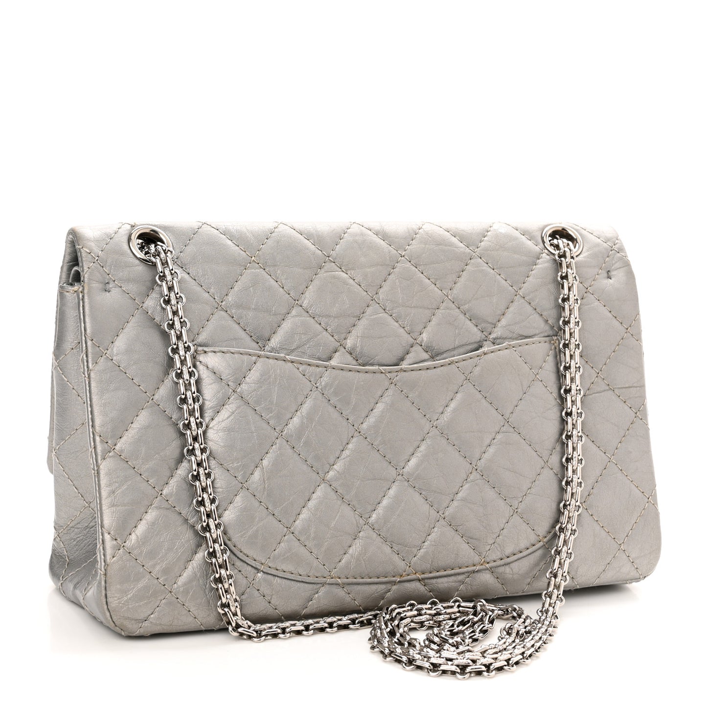 Metallic Aged Calfskin Quilted 2.55 Reissue 226 Flap Silver