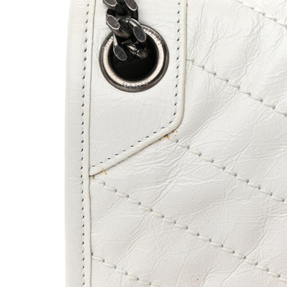 Saint Laurent Crinkled Calfskin Matelasse Monogram Medium Niki Chain Satchel Dirty White 14 of 16